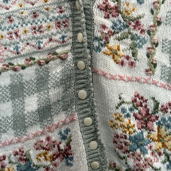 Marisa Christina Vintage Country Plaid Floral Button Up Sweater Vest Women XL - Picture 5 of 10